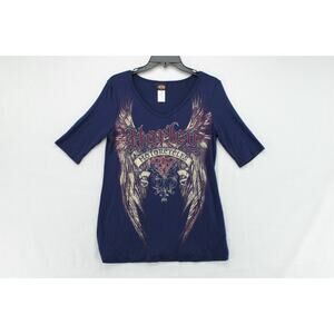 Harley Davidson Motorcycles T-Shirt Women M WingsTemple Texas Horny Toad Bikers